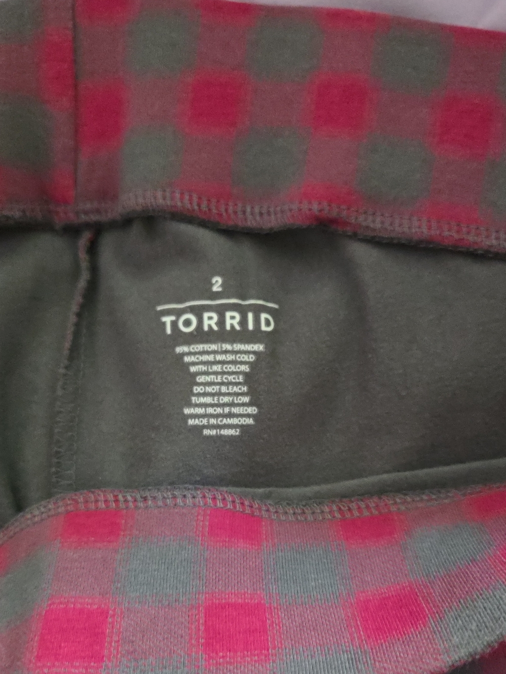 Torrid Red and Gray Plaid Knit High Rise Leggings